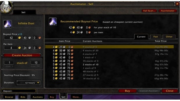Auctionator add-on for WoW