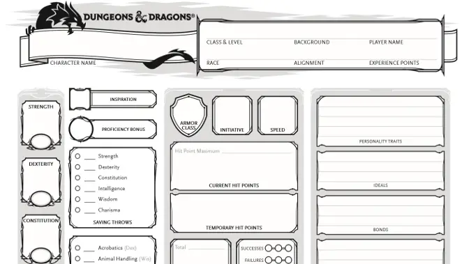 Dnd character sheets free