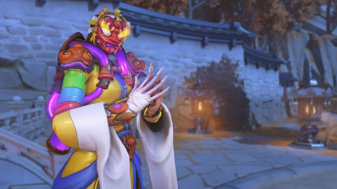 Moira wearing colorful Lunar New Year costume