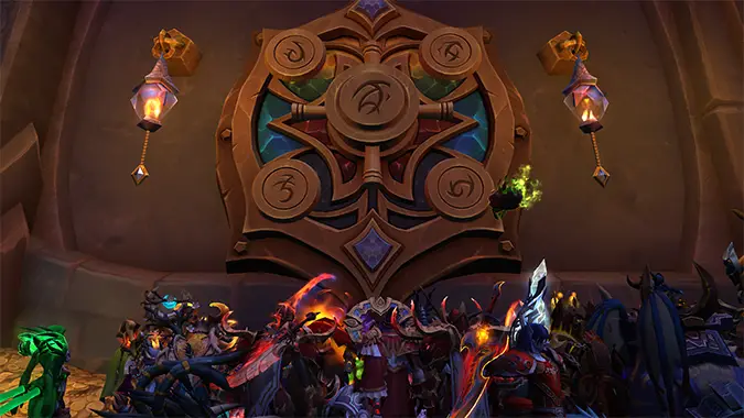 A crowd of players surrounding the Great Vault on Tuesday.