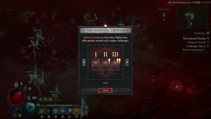 Diablo 4 Infernal Hordes The Infernal Compass tiers