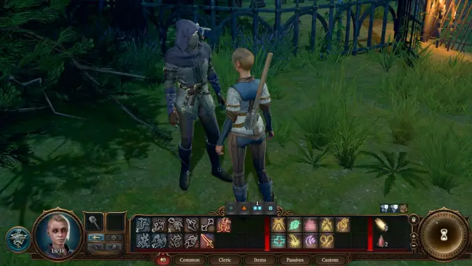 A woman talks to a Forsaken Deathguard, but it's Baldur's Gate.