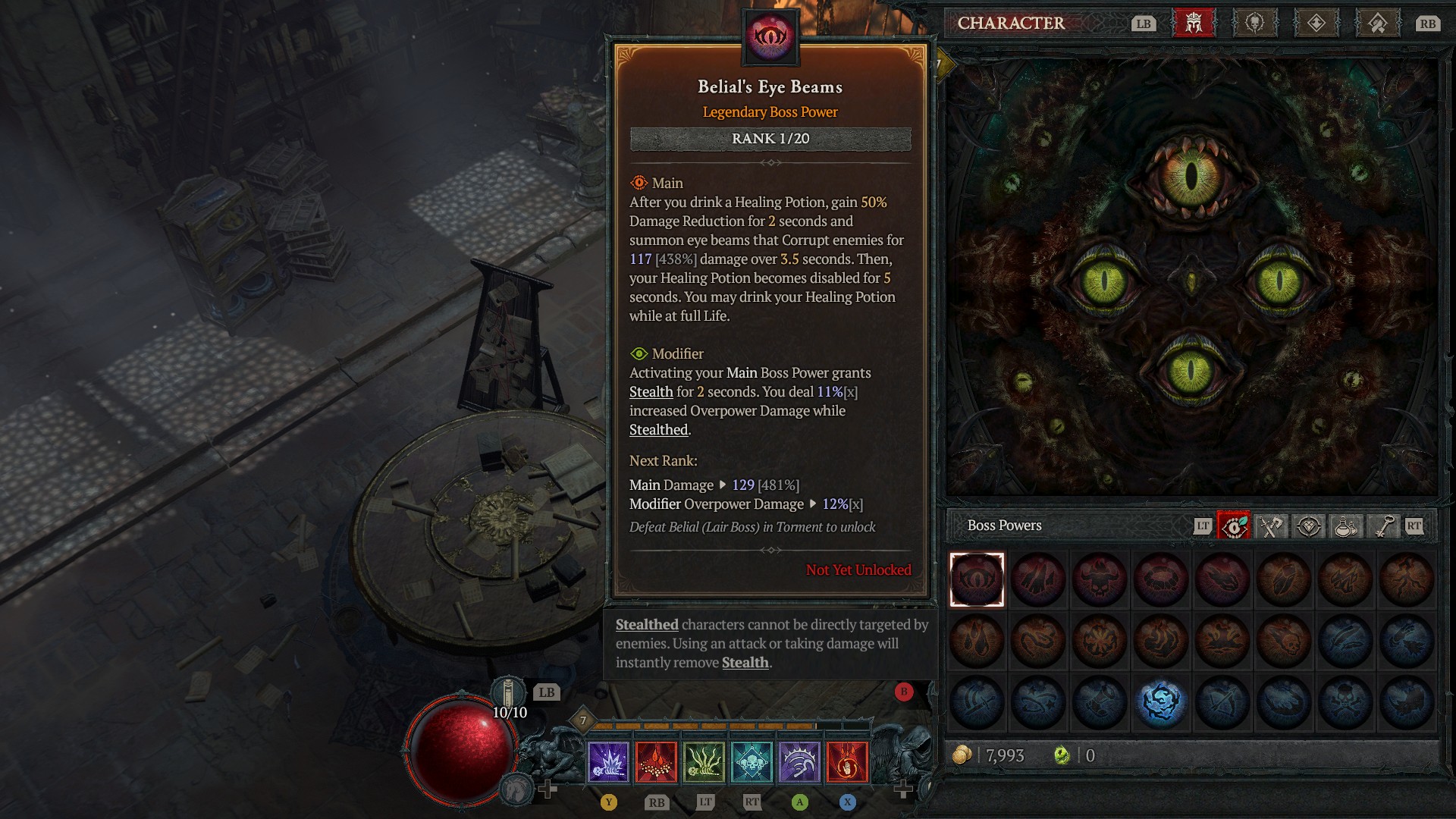 Diablo 4 Season 8 Boss Powers Tab in Character Screen