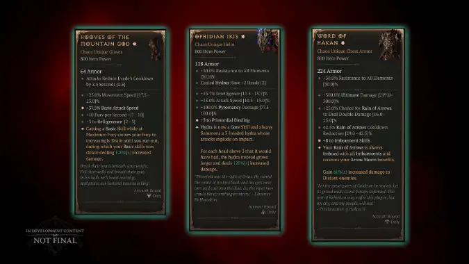 Diablo 4 Season 10 Chaos Unique Armor options