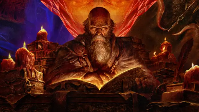 Diablo 4 Season 15 Key art of Deckard Cain